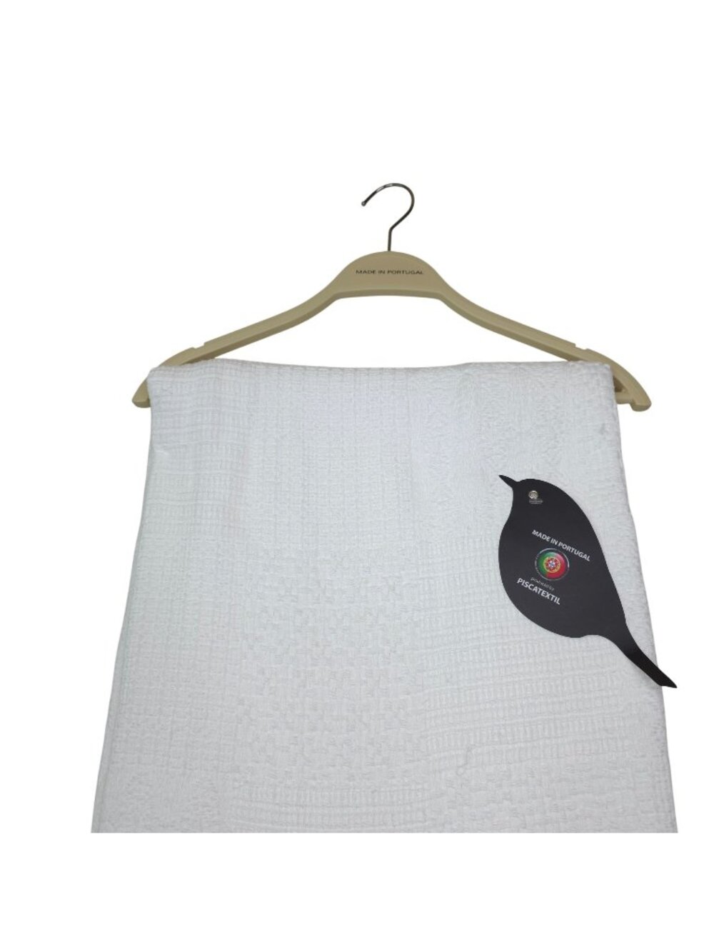 Piscatextil Oversized White Throw Blanket 50"x70" 100% Cotton Textured Portugal